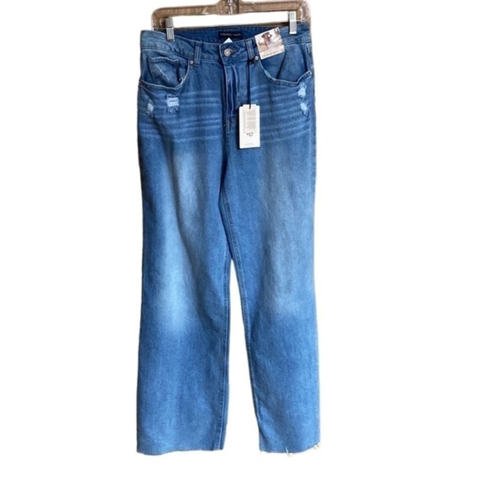sincerely Jules wide leg super high rise distressed jeans with unfinished hem